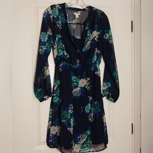 Old Navy Blue and Aqua Floral Dress